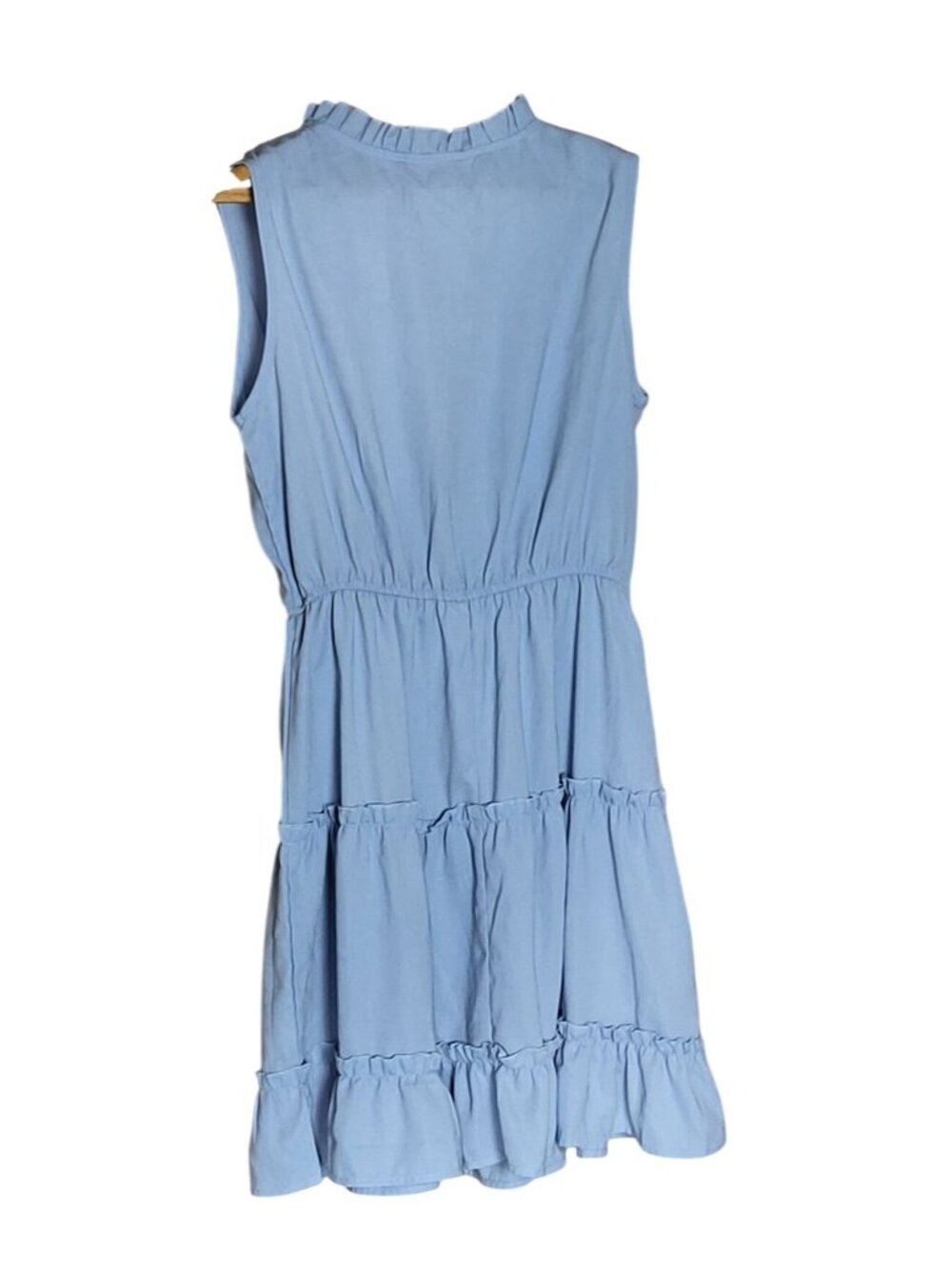Cupshe Sleeveless Light Blue Tiered Dress With Ruffled Neckline Size Small - Picture 4 of 8